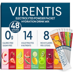VIRENTIS 48-sticks electrolyte packets ready for quick hydration and on the go use
