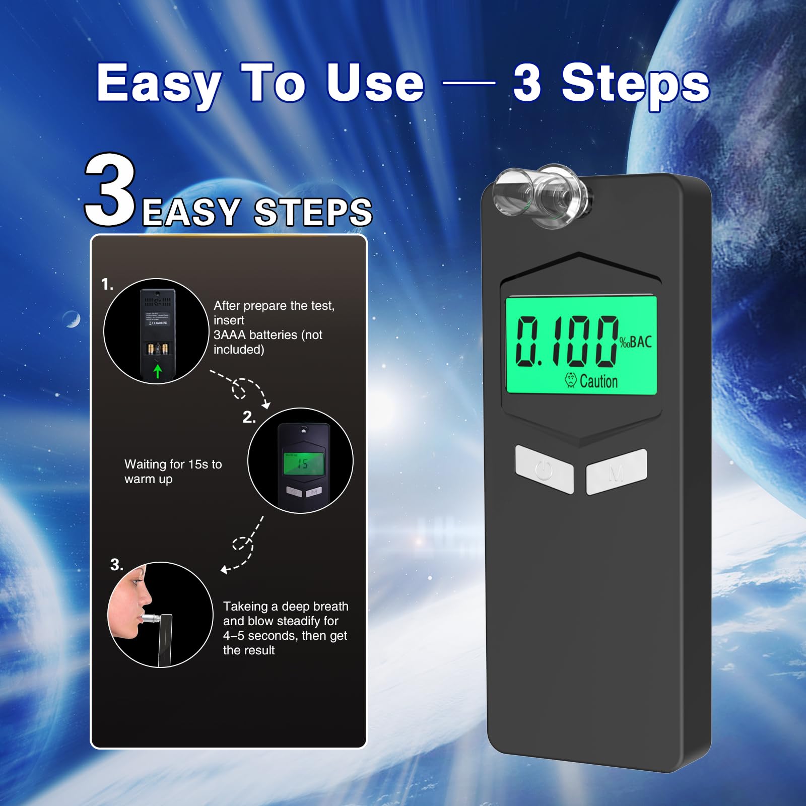 Disposable mouthpieces included for hygienic testing between uses