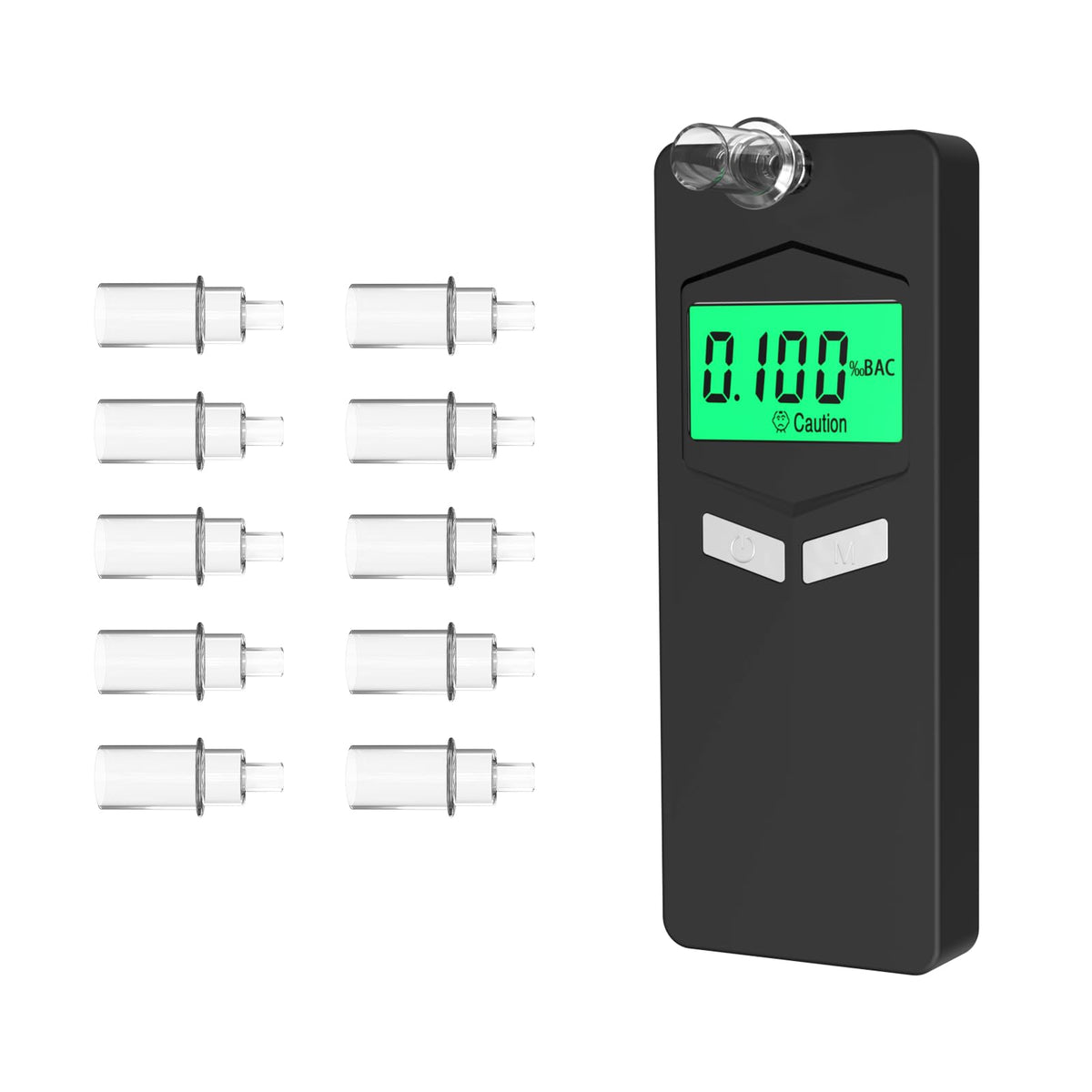 Virtue Sensor personal breathalyzer front view showing compact device and quick readings