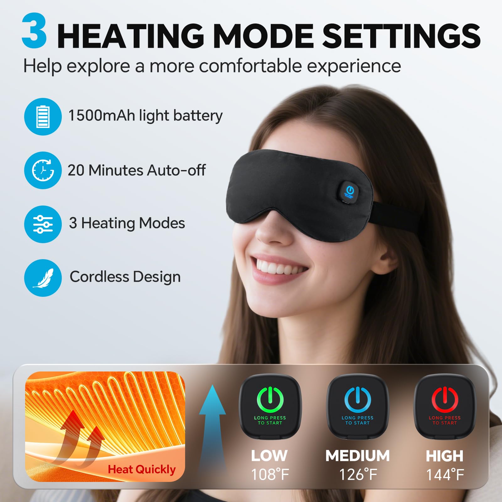 Visader heat settings controls close-up showing adjustable warmth.