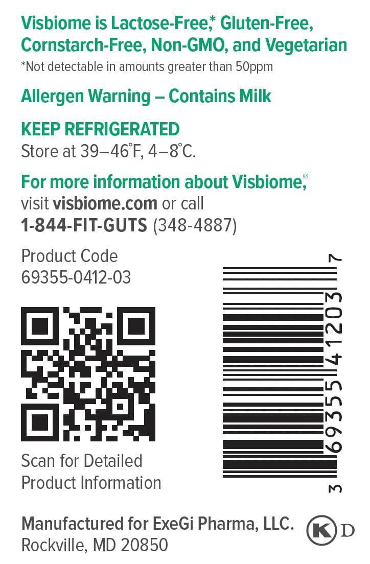 Visbiome GI Care capsule bottle with low-FODMAP and gluten-free features.