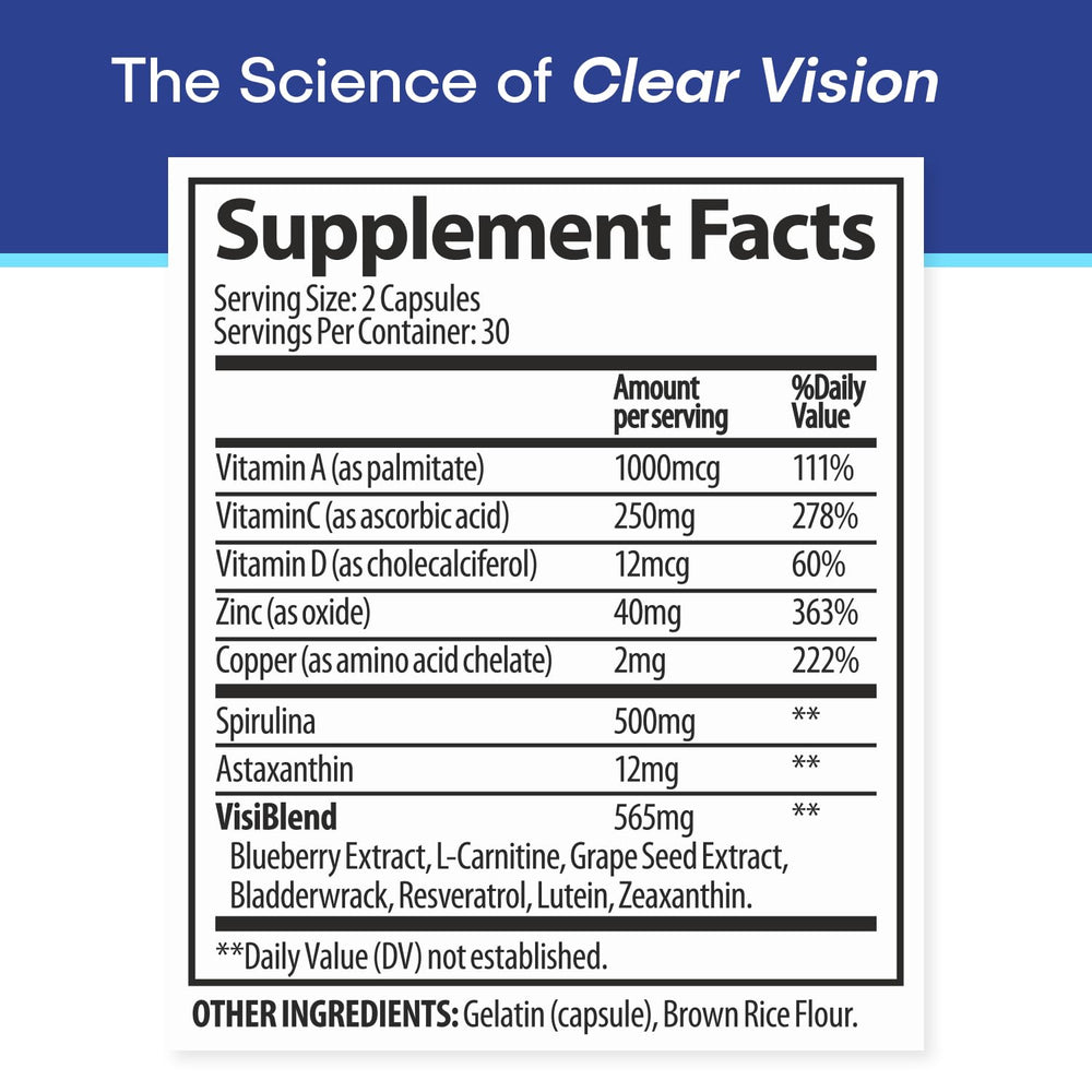 VisiUltra bottle packshot showing 60 capsules for ongoing eye care