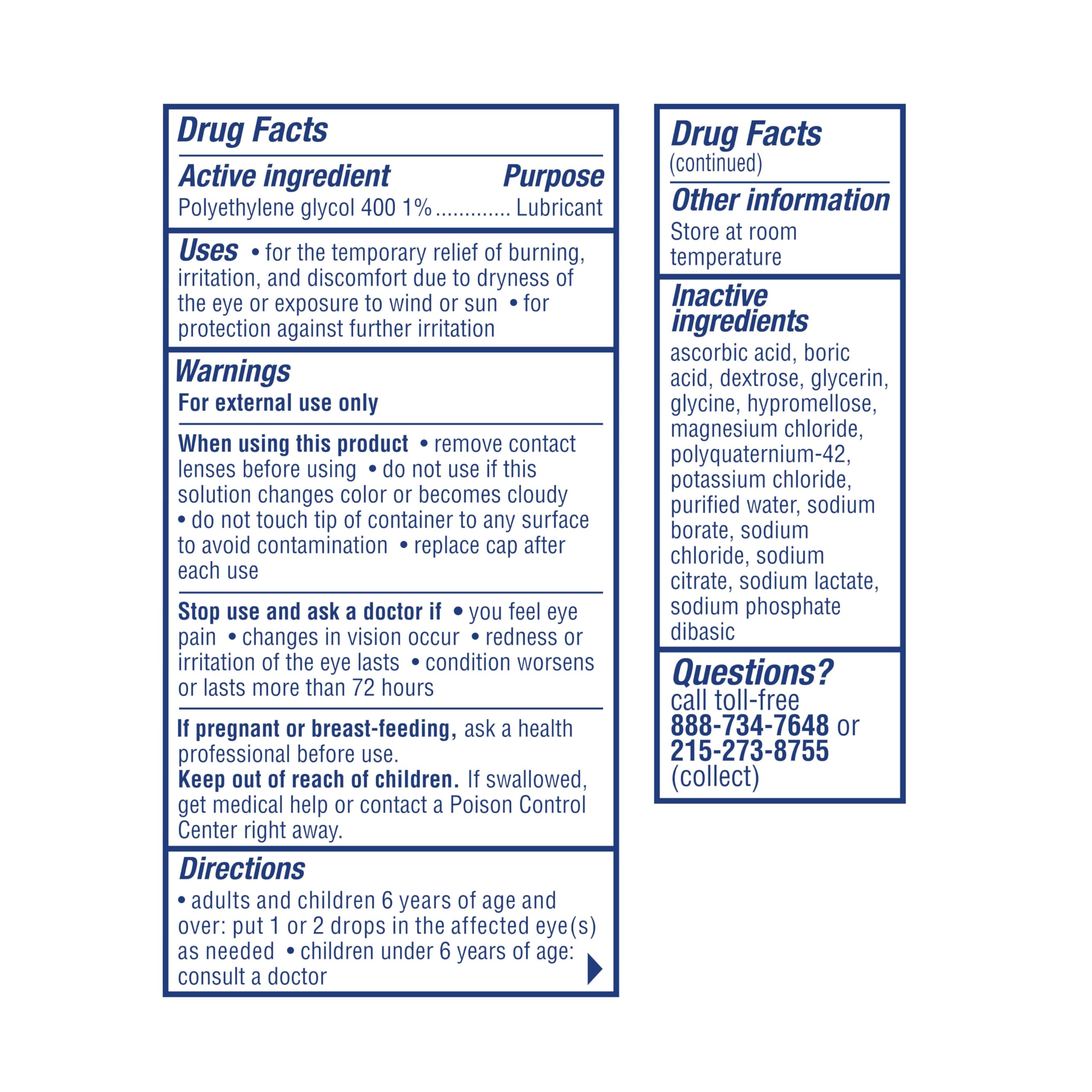 Visine Dry Eye Relief label close up showcasing sterile formula