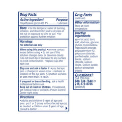 Visine Dry Eye Relief label close up showcasing sterile formula