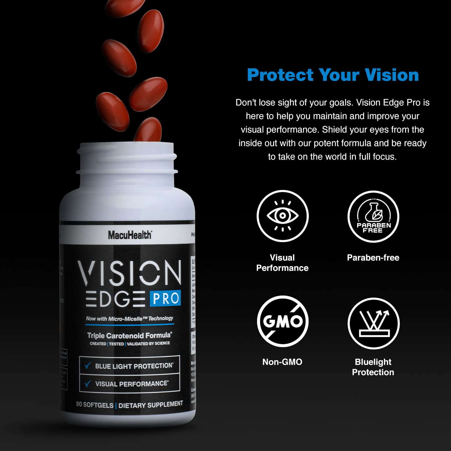 Vision Edge Pro blue light shield aiding eye comfort during screen time.