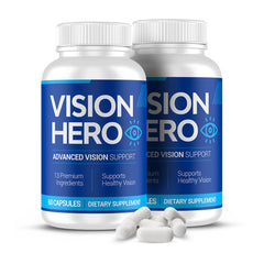 Vision Hero Advanced Vision Support bottle highlights daily eye health