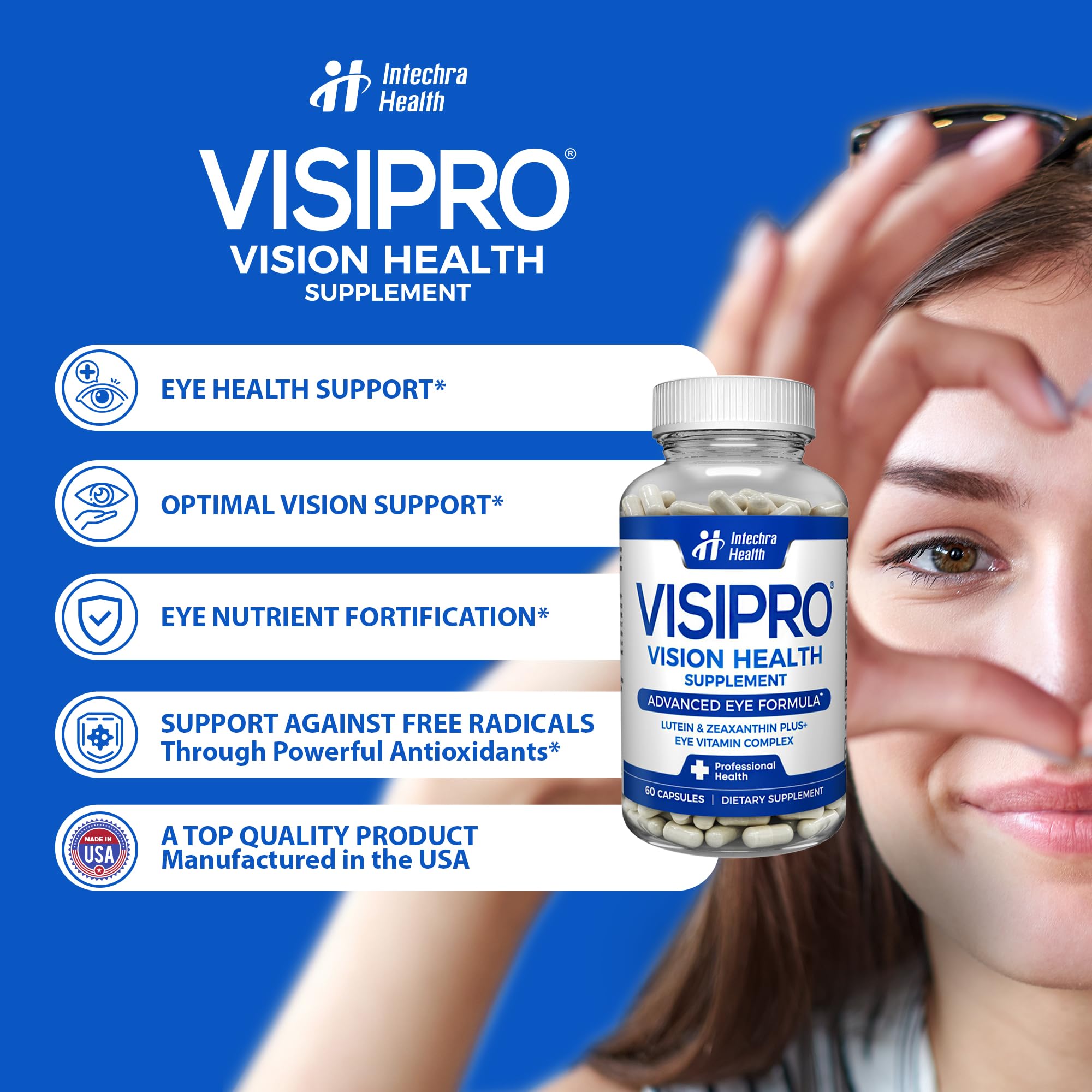VISIPRO 20-20 capsules closeup showing veggie capsules for daily use.