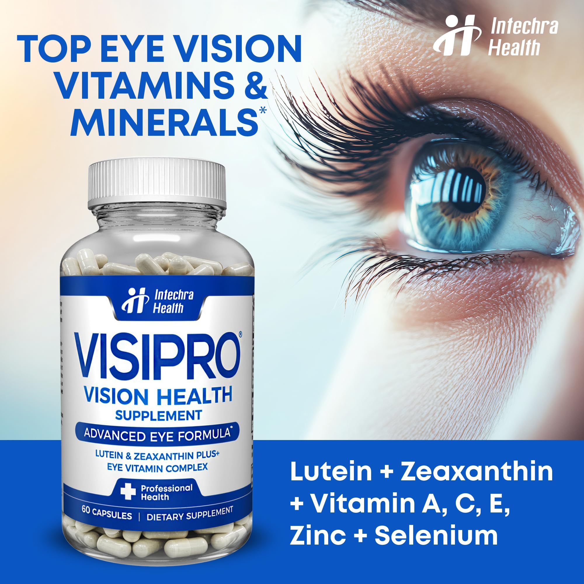 VISIPRO 20-20 label graphic highlighting the eye health formula.