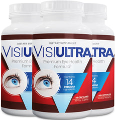 VisiUltra eye health bottle front promotes clear, everyday vision support.