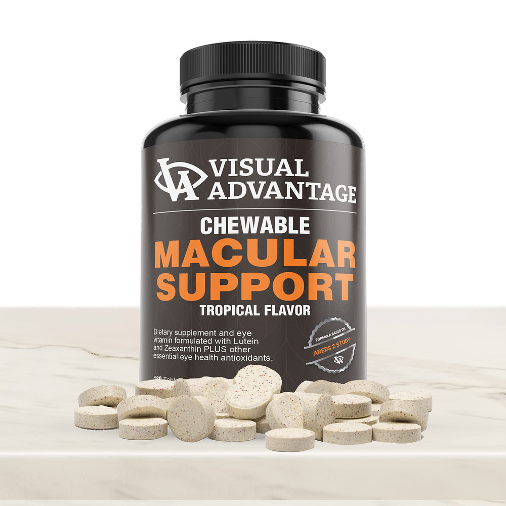 Visual Advantage Macular Support chewables closeup of tablets for eye health