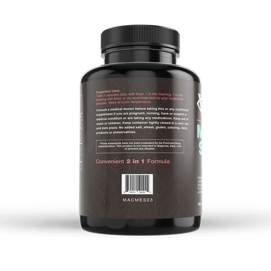 Visual Advantage Macular Support Plus Meso-Z capsules close-up, easy-to-swallow.