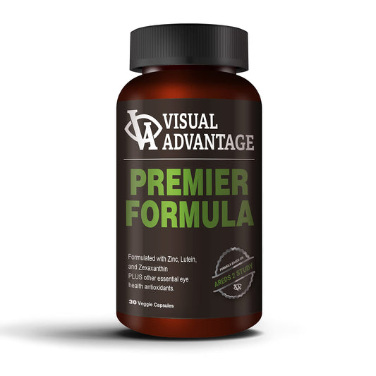 Visual Advantage Premier eye health bottle showing the macular support formula.