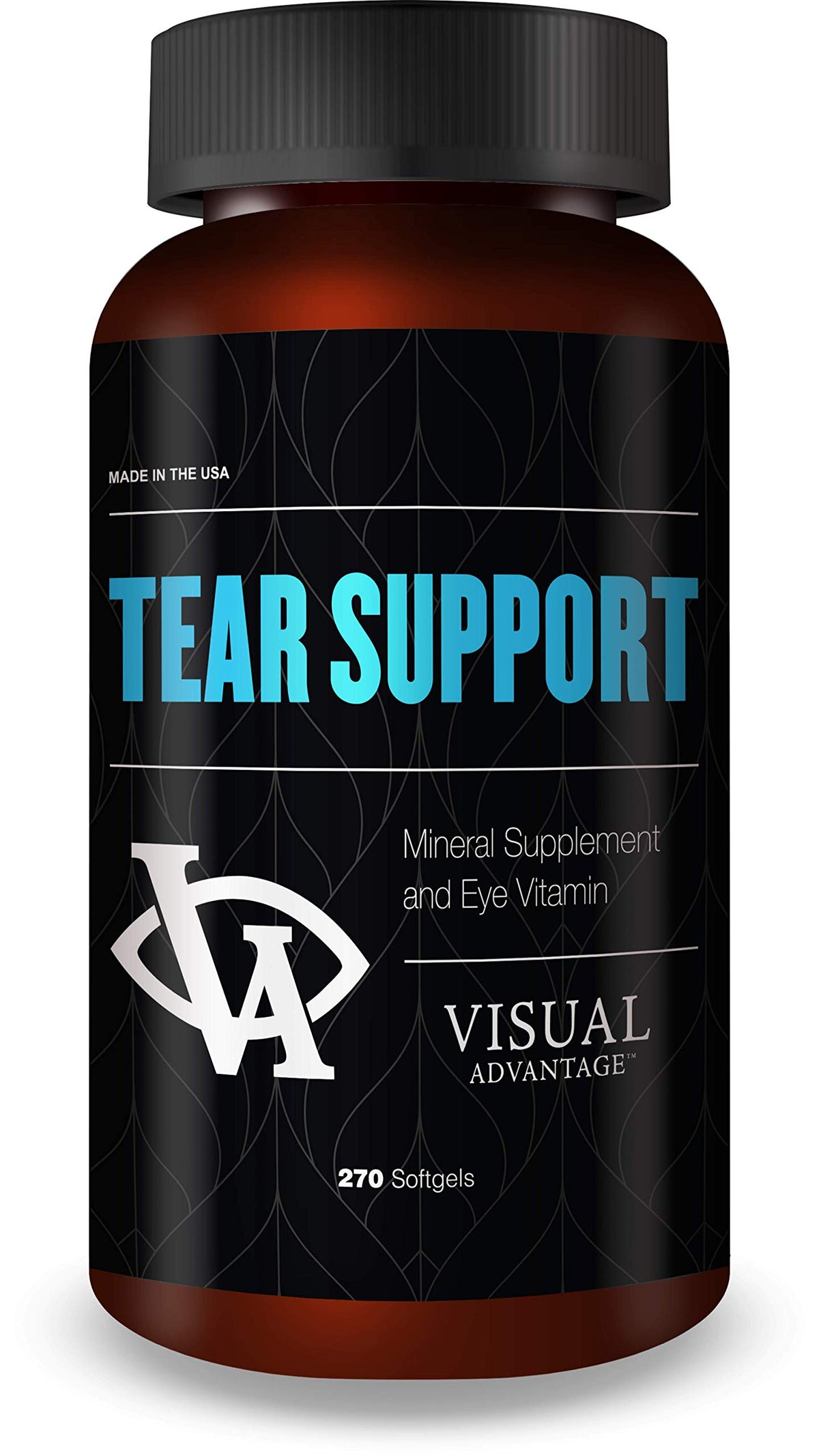 Visual Advantage Tear Support bottle front shows softgels for daily eye moisture support