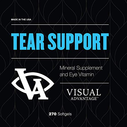 Visual Advantage Tear Support bottle label highlights gluten-free, non-GMO formula for eye health