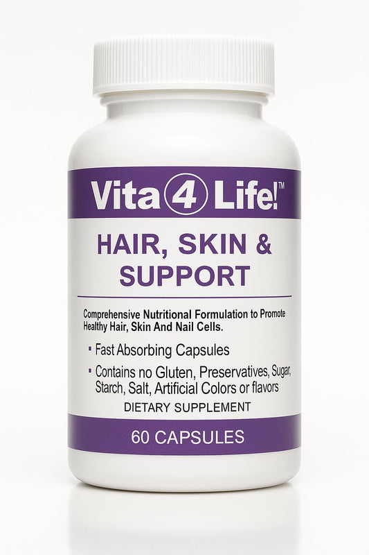 Vita4Life Biotin MSM hair growth capsules for fuller-looking hair.
