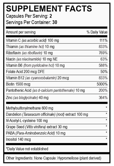 Close-up of Vita4Life bottle and label highlighting the formula.
