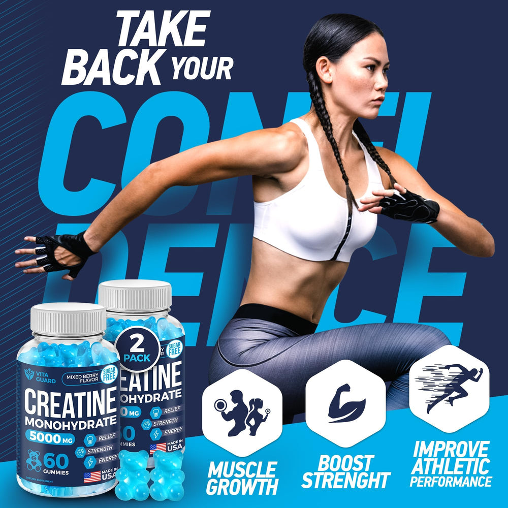 Vita Guard Creatine Gummies in-use during training emphasizing muscle endurance potential