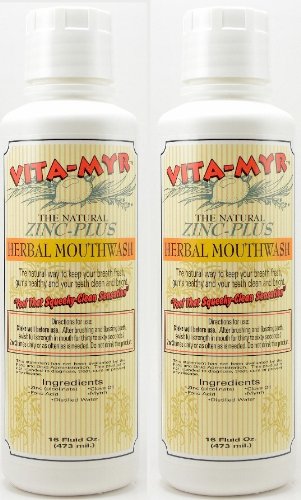 VITA-MYR 2-pack mouthwash bottle featuring herbal formula and fresh aroma for daily use