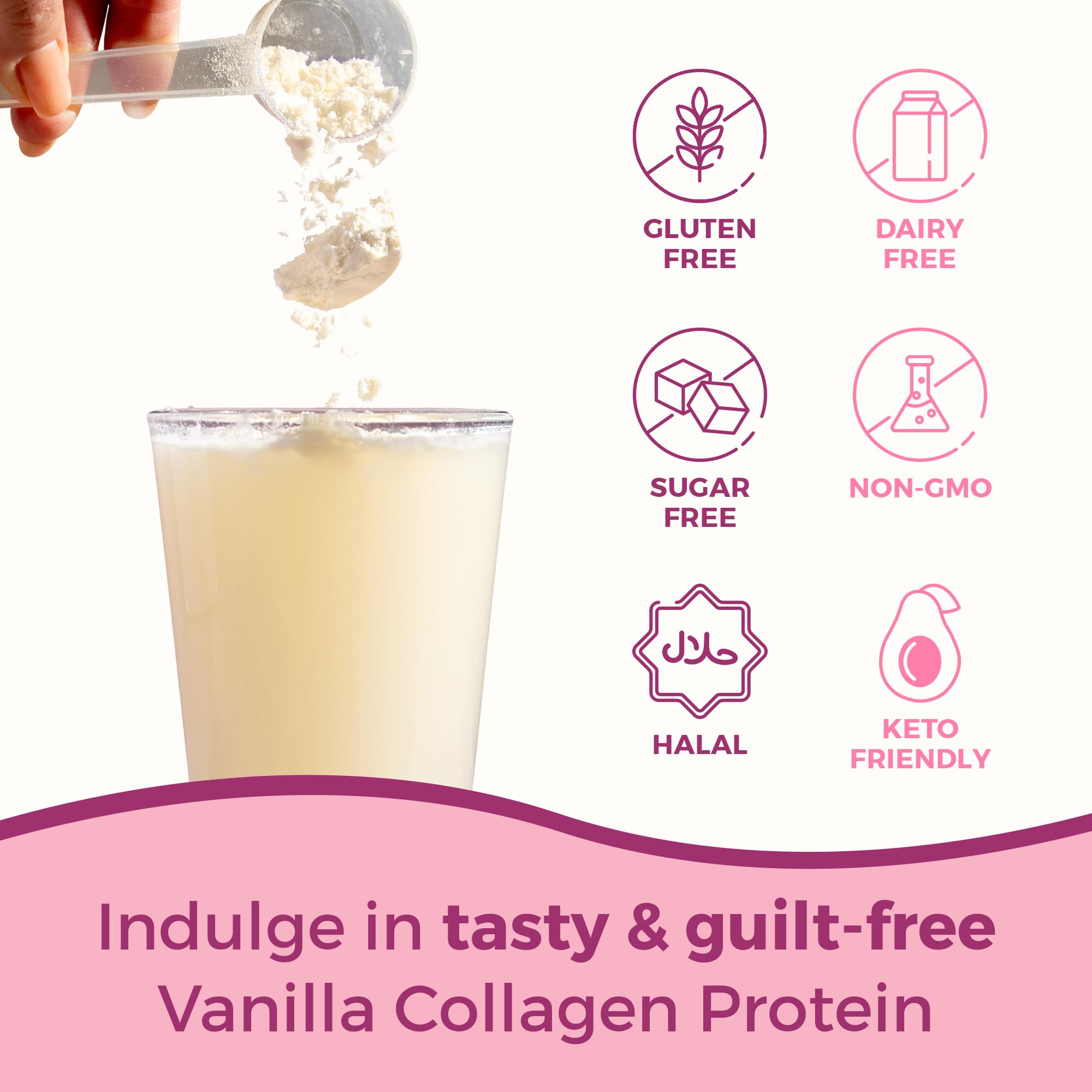 VITA-PCOS collagen powder blended into a smoothie for daily protein mix