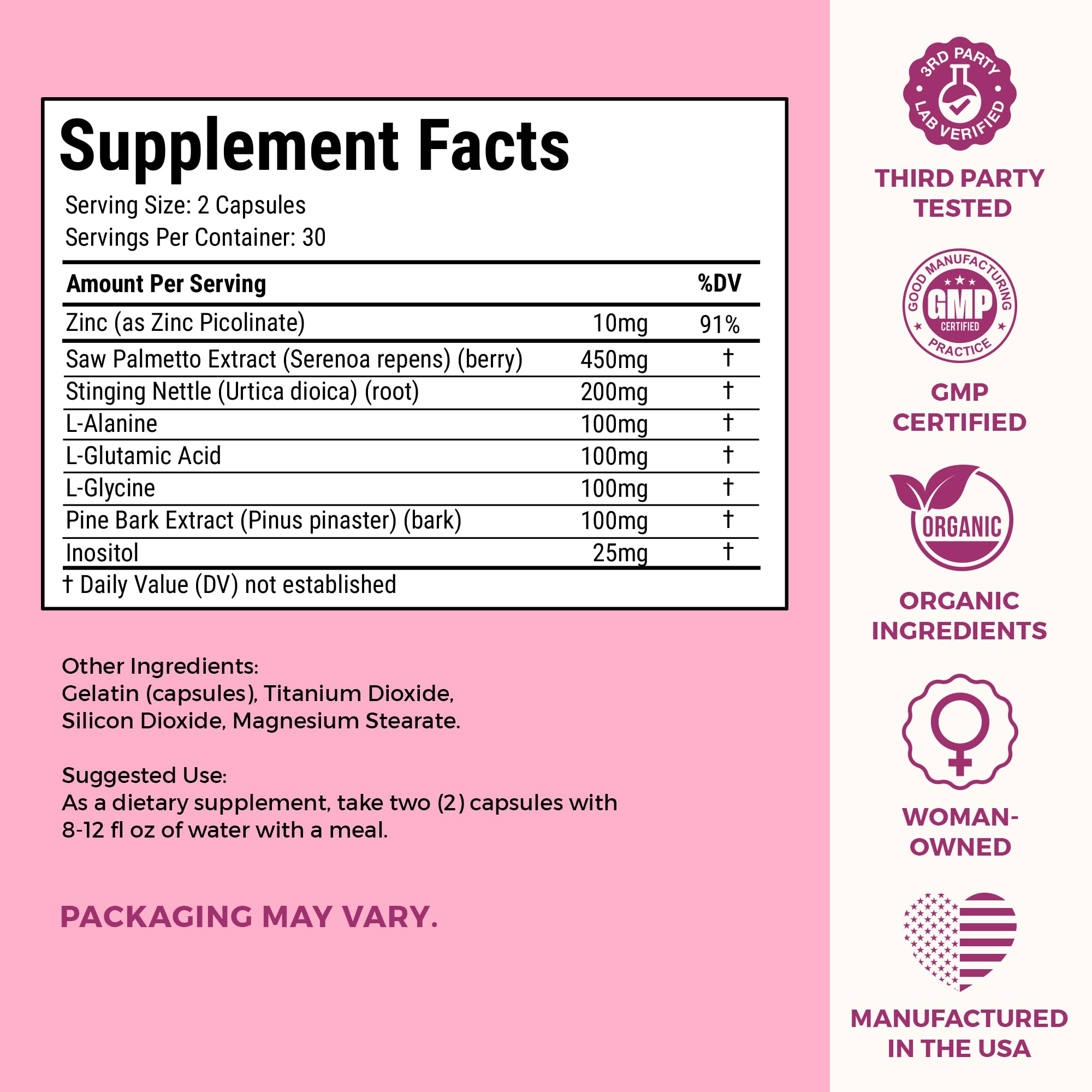 VITA-PCOS packaging back view showing USA-made quality.