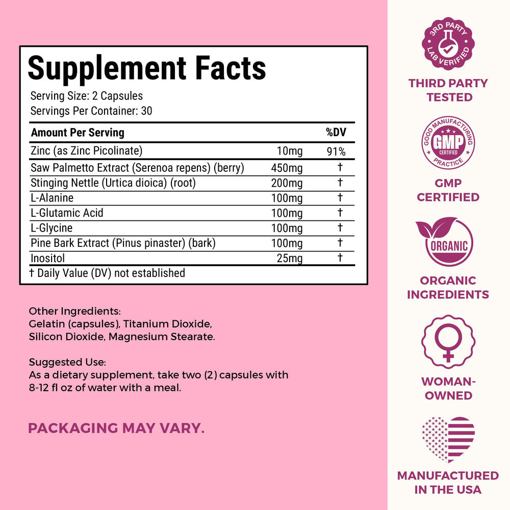 VITA-PCOS packaging back view showing USA-made quality.