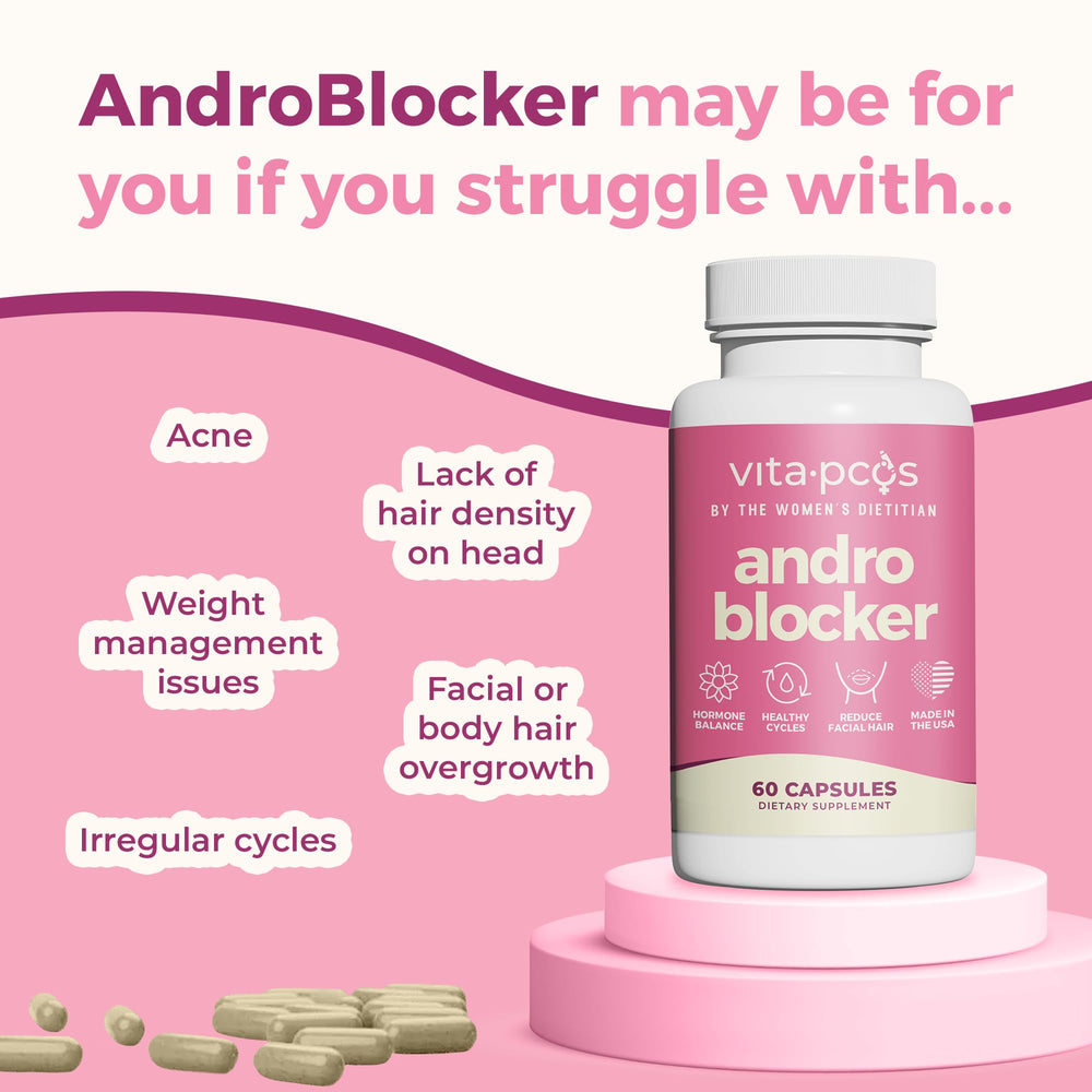 VITA-PCOS saw palmetto capsules illustrating herbal balance for women.