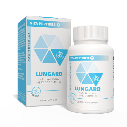 Vita Peptides Lungard bottle front view highlighting the brand for respiratory wellness.