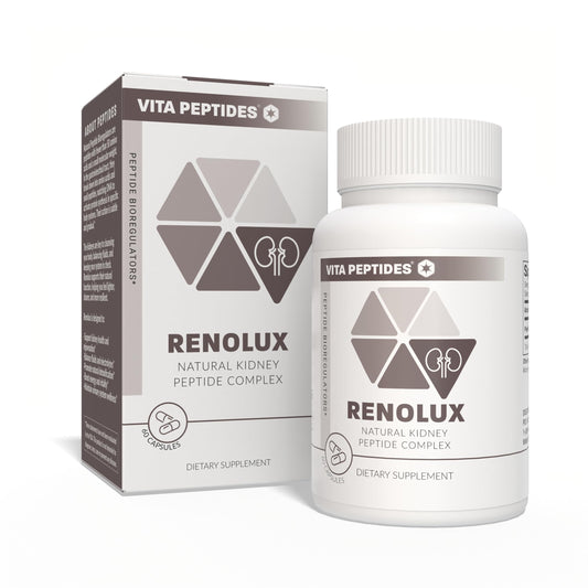 Vita Peptides Renolux bottle front indicating kidney wellness support.