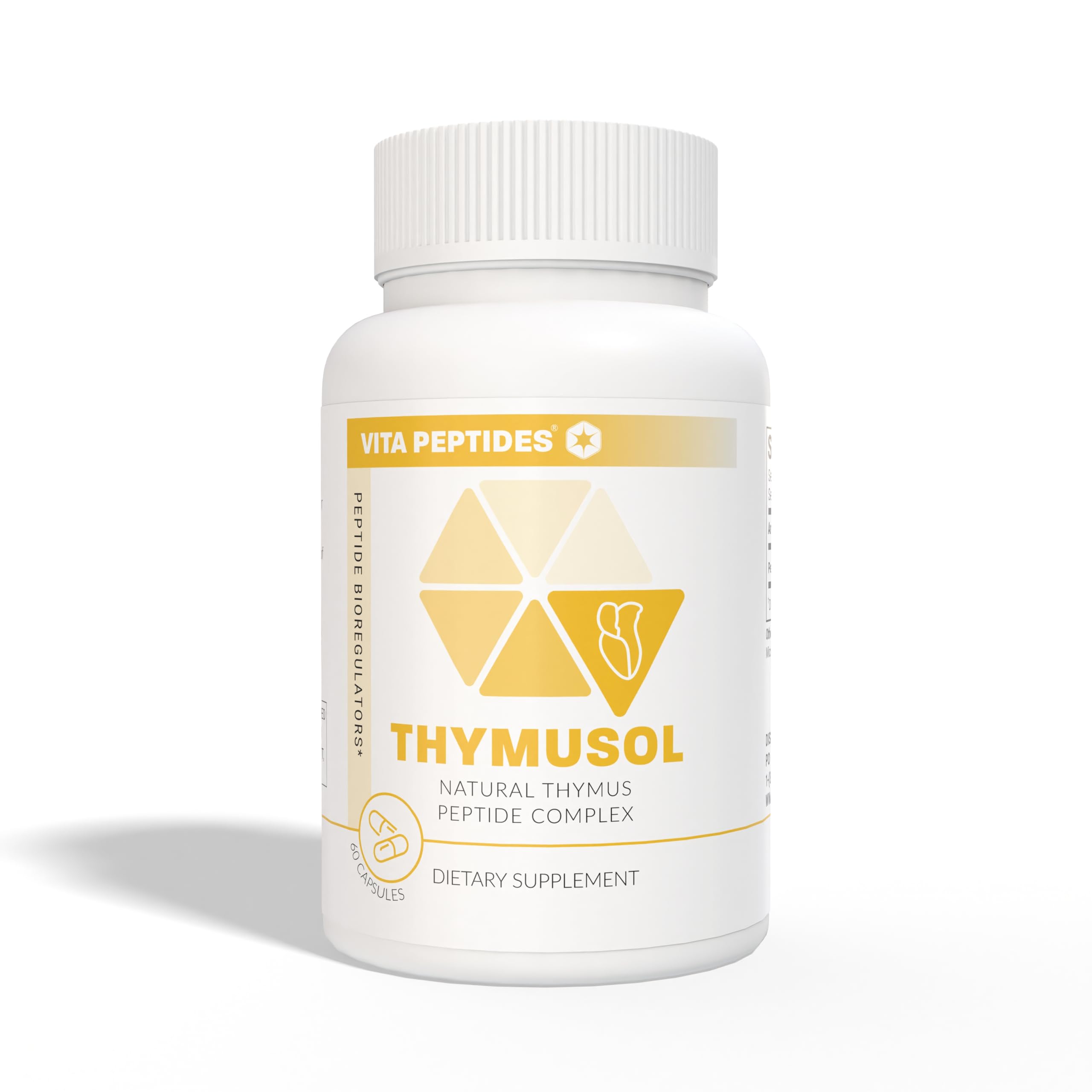 Vita Peptides Thymusol capsules close-up highlighting immune support potential.