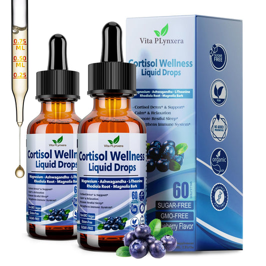 Vita PLynxera cortisol liquid drops bottle for easy daily dosing and mood support