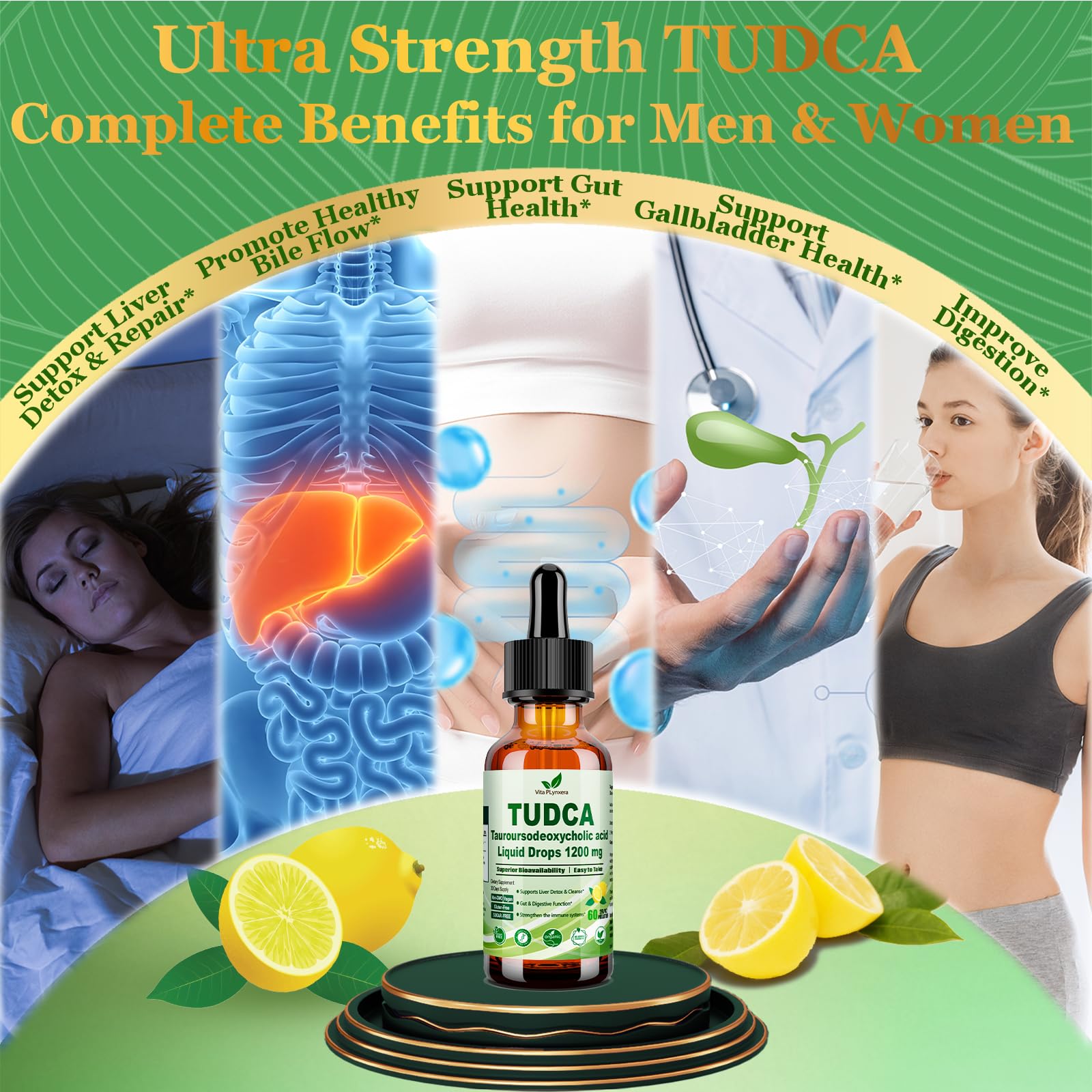 Vita Plynxera Tudca bottle with US GMP facility label