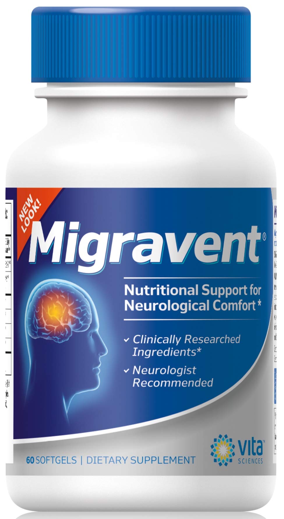 Vita Sciences Migravent bottle front highlighting the advanced brain and circulation support formula