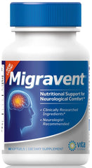 NSF and GMP certification badges on Migravent packaging indicate quality