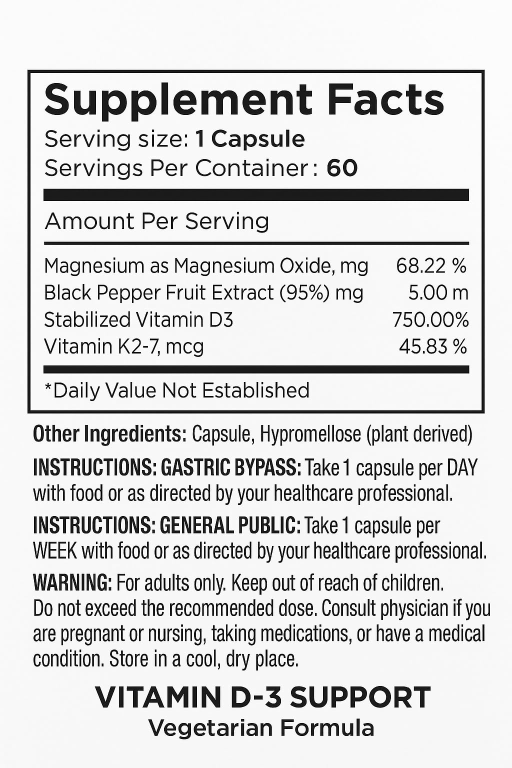 Vita4Life bottle label highlights ingredients and non-GMO vegetarian formula