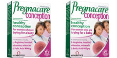 Vitabiotics Pregnacare Conception 30s pack front view for a convenient two-pack routine.