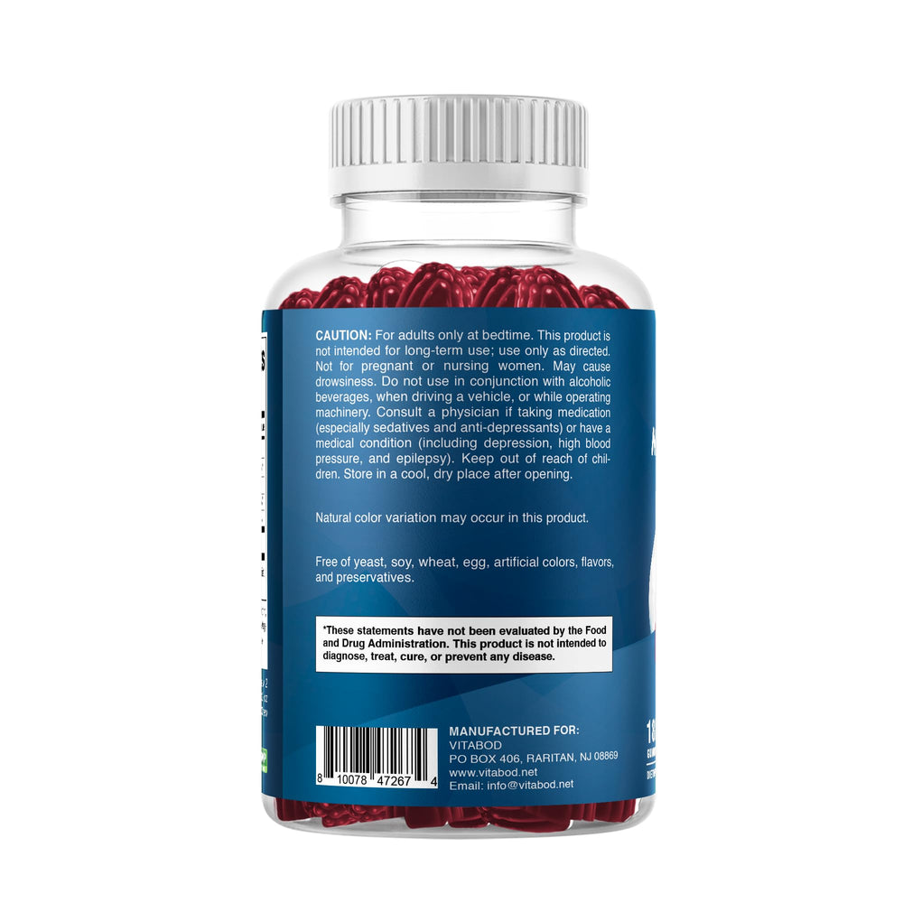 Vitabod Melatonin Gummies lab-tested seal signaling quality assurance.