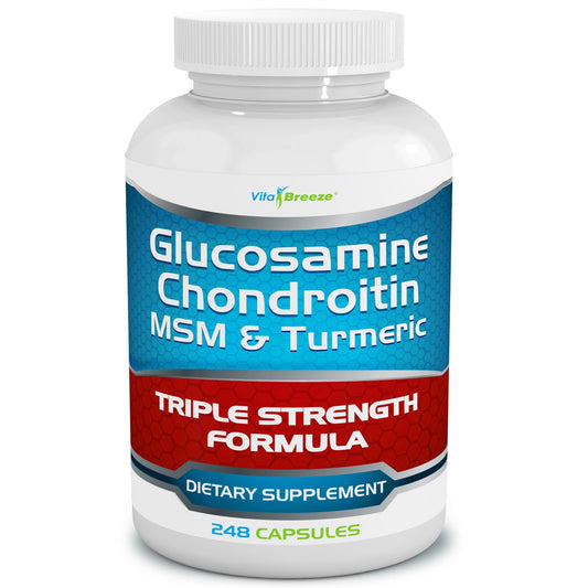VitaBreeze glucosamine chondroitin msm turmeric bottle shows potential joint support