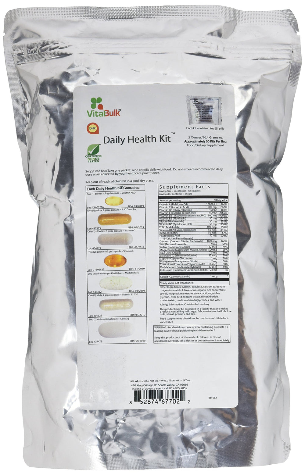 VitalBulk Daily Health Kit packet showing convenient single-serving vitamins for daily use.