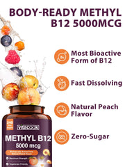 Vitacook B12 peach-flavored tablet, vegan and sugar-free
