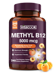Vitacook B12 sublingual tablet on tongue for quick daily intake