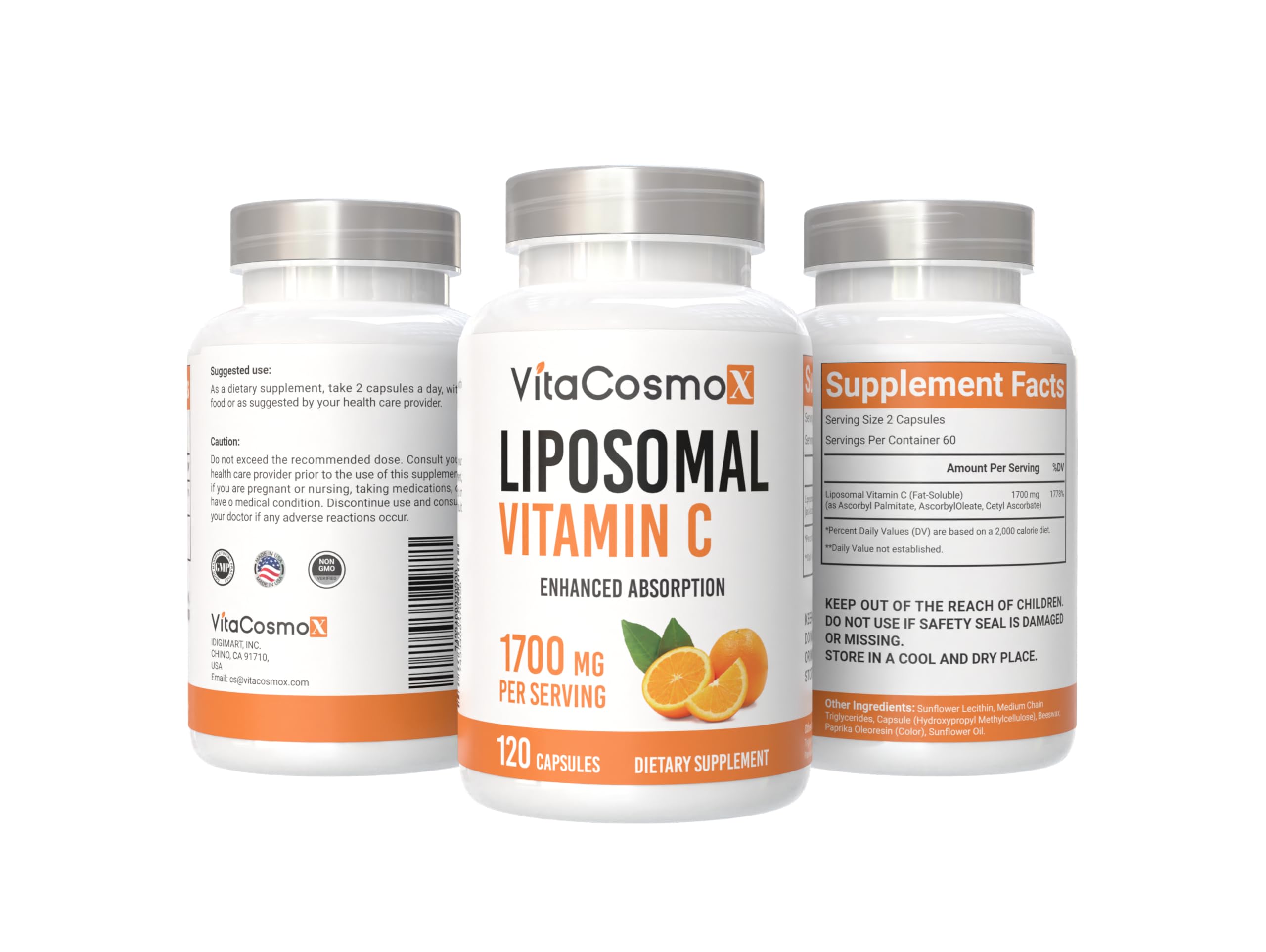 VitaCosmoX Liposomal Vitamin C two-bottle pack shown for value.