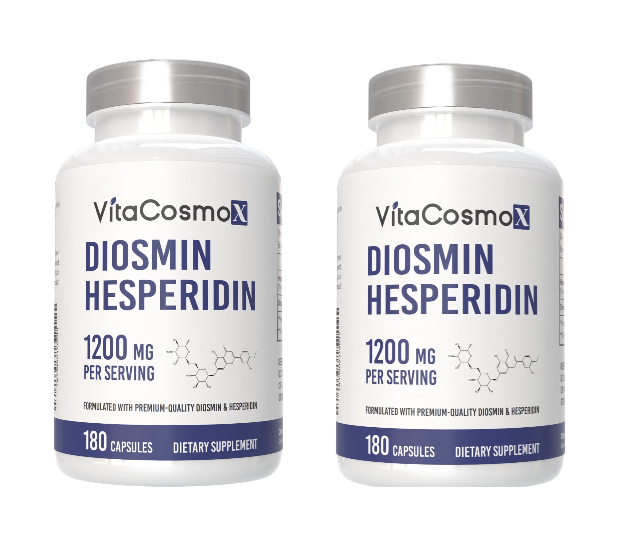 VitaCosmoX Diosmin 1200mg bottle close-up for daily use in a wellness routine.