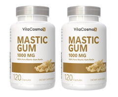 VitaCosmoX Mastic Gum Capsules bottle for daily supplementation.