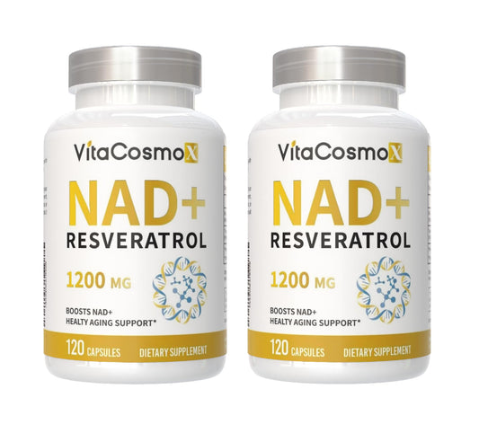 VitaCosmoX NAD+ supplement bottle front for daily wellness routine