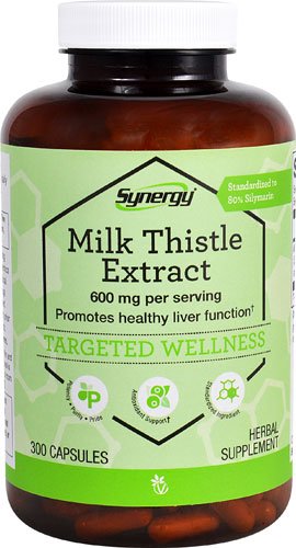 Vitacost Milk Thistle Extract bottle with label; supports healthy liver function.