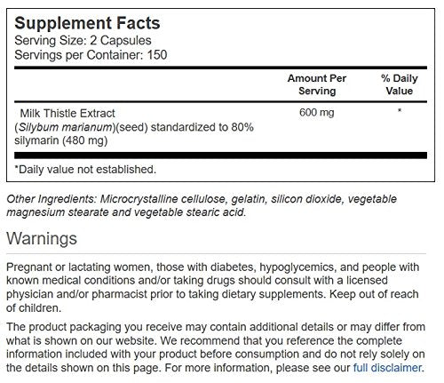 Vitacost Milk Thistle Extract capsules; antioxidant protection for healthy cells.