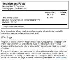Vitacost Milk Thistle Extract capsules; antioxidant protection for healthy cells.