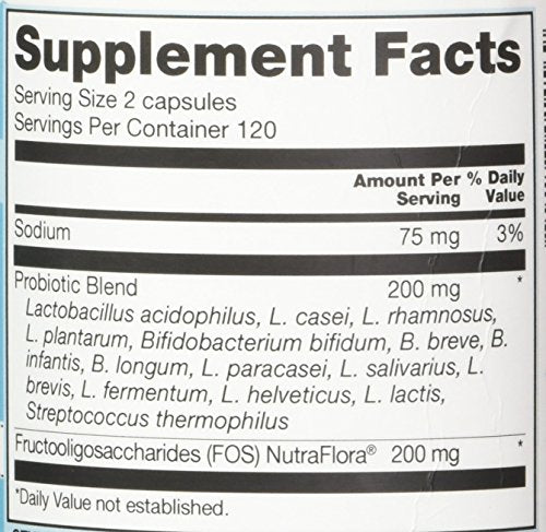 Vitacost Probiotic 15-35 packaging box emphasizing synbiotic blend and ViaBlend delivery.