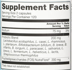 Vitacost Probiotic 15-35 packaging box emphasizing synbiotic blend and ViaBlend delivery.