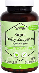 Vitacost Super Daily Enzymes bottle showing broad digestive support for meals